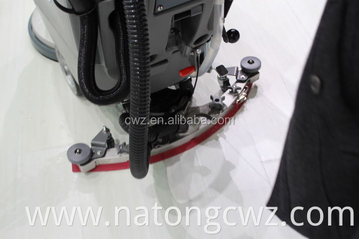 Auto single brush walk behind electric floor scrubber